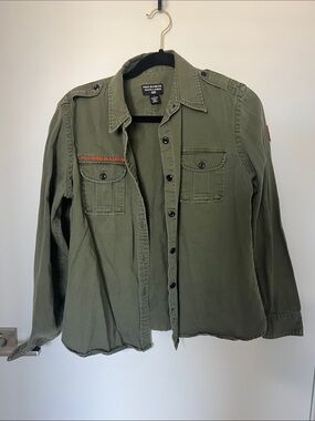 Vintage Polo Ralph Lauren Olive Military Shirt Jacket